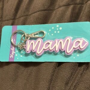 NIP Keychain says Mama purple and white cute Christmas gift